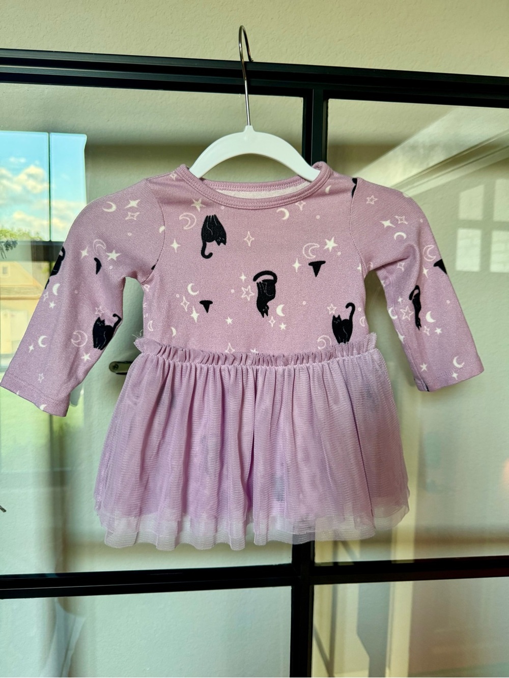 Halloween Baby Dress | Black Cat & Moon Tulle Baby Dress